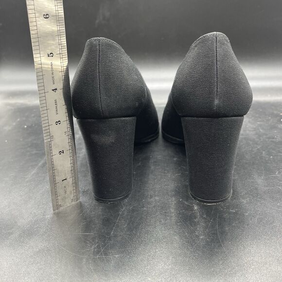 Stuart Weitzman womens black fabric chunky heel size 8.5 B - Picture 4 of 6